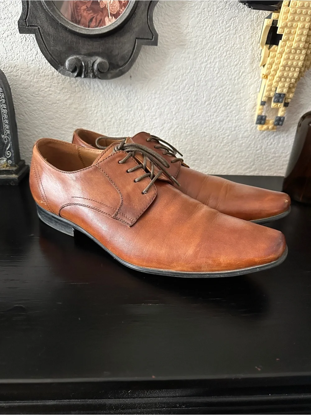 Aldo Men's Classic Leather Derby Shoes Brown Sz 10.5